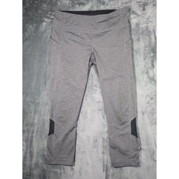 Lululemon Womens Leggings Pace Rival Crop 21" Size 8 Gray Black Side Pockets - Picture 1 of 15